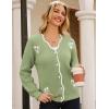 imageGRACE KARIN Flower Sweater Cardigan for Women Button Down Long Sleeve Cardigans Embroidered Open Front JacketGreen