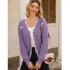 imageGRACE KARIN Flower Sweater Cardigan for Women Button Down Long Sleeve Cardigans Embroidered Open Front JacketPurple