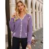 imageGRACE KARIN Flower Sweater Cardigan for Women Button Down Long Sleeve Cardigans Embroidered Open Front JacketPurple