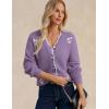 imageGRACE KARIN Flower Sweater Cardigan for Women Button Down Long Sleeve Cardigans Embroidered Open Front JacketPurple