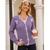 imageGRACE KARIN Flower Sweater Cardigan for Women Button Down Long Sleeve Cardigans Embroidered Open Front JacketPurple