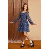 imageGRACE KARIN Girls Fall Dress Floral Long Sleeve Ruffle Square Neck Elastic Waist Tiered Layer Casual Dresses Size 512YNavy Blue