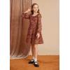 imageGRACE KARIN Girls Fall Dress Floral Long Sleeve Ruffle Square Neck Elastic Waist Tiered Layer Casual Dresses Size 512YOrange Leaves