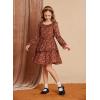imageGRACE KARIN Girls Fall Dress Floral Long Sleeve Ruffle Square Neck Elastic Waist Tiered Layer Casual Dresses Size 512YOrange Leaves