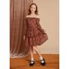 imageGRACE KARIN Girls Fall Dress Floral Long Sleeve Ruffle Square Neck Elastic Waist Tiered Layer Casual Dresses Size 512YOrange Leaves