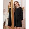 imageGRACE KARIN Girls Fall Dress Long Sleeve Midi with Lace Panels Twirl Skirt Elastic Waist for Holiday Party 614YBlack