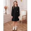 imageGRACE KARIN Girls Fall Dress Long Sleeve Midi with Lace Panels Twirl Skirt Elastic Waist for Holiday Party 614YBlack
