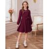 imageGRACE KARIN Girls Fall Dress Long Sleeve Midi with Lace Panels Twirl Skirt Elastic Waist for Holiday Party 614YBurgundy