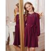 imageGRACE KARIN Girls Fall Dress Long Sleeve Midi with Lace Panels Twirl Skirt Elastic Waist for Holiday Party 614YBurgundy