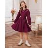 imageGRACE KARIN Girls Fall Dress Long Sleeve Midi with Lace Panels Twirl Skirt Elastic Waist for Holiday Party 614YBurgundy