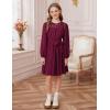 imageGRACE KARIN Girls Fall Dress Long Sleeve Midi with Lace Panels Twirl Skirt Elastic Waist for Holiday Party 614YBurgundy