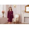 imageGRACE KARIN Girls Fall Dress Long Sleeve Midi with Lace Panels Twirl Skirt Elastic Waist for Holiday Party 614YBurgundy