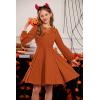 imageGRACE KARIN Girls Fall Dress Long Sleeve Midi with Lace Panels Twirl Skirt Elastic Waist for Holiday Party 614YBurnt Orange
