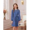 imageGRACE KARIN Girls Fall Dress Long Sleeve Midi with Lace Panels Twirl Skirt Elastic Waist for Holiday Party 614YDusty Blue