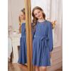 imageGRACE KARIN Girls Fall Dress Long Sleeve Midi with Lace Panels Twirl Skirt Elastic Waist for Holiday Party 614YDusty Blue