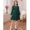 imageGRACE KARIN Girls Fall Dress Long Sleeve Midi with Lace Panels Twirl Skirt Elastic Waist for Holiday Party 614YGreen