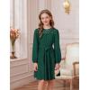 imageGRACE KARIN Girls Fall Dress Long Sleeve Midi with Lace Panels Twirl Skirt Elastic Waist for Holiday Party 614YGreen