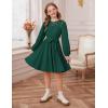 imageGRACE KARIN Girls Fall Dress Long Sleeve Midi with Lace Panels Twirl Skirt Elastic Waist for Holiday Party 614YGreen