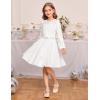 imageGRACE KARIN Girls Fall Dress Long Sleeve Midi with Lace Panels Twirl Skirt Elastic Waist for Holiday Party 614YIvory