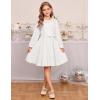 imageGRACE KARIN Girls Fall Dress Long Sleeve Midi with Lace Panels Twirl Skirt Elastic Waist for Holiday Party 614YIvory