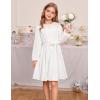 imageGRACE KARIN Girls Fall Dress Long Sleeve Midi with Lace Panels Twirl Skirt Elastic Waist for Holiday Party 614YIvory