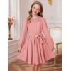 imageGRACE KARIN Girls Fall Dress Long Sleeve Midi with Lace Panels Twirl Skirt Elastic Waist for Holiday Party 614YLight Pink