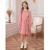 imageGRACE KARIN Girls Fall Dress Long Sleeve Midi with Lace Panels Twirl Skirt Elastic Waist for Holiday Party 614YLight Pink