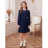 imageGRACE KARIN Girls Fall Dress Long Sleeve Midi with Lace Panels Twirl Skirt Elastic Waist for Holiday Party 614YNavy Blue