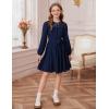 imageGRACE KARIN Girls Fall Dress Long Sleeve Midi with Lace Panels Twirl Skirt Elastic Waist for Holiday Party 614YNavy Blue