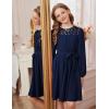 imageGRACE KARIN Girls Fall Dress Long Sleeve Midi with Lace Panels Twirl Skirt Elastic Waist for Holiday Party 614YNavy Blue