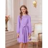 imageGRACE KARIN Girls Fall Dress Long Sleeve Midi with Lace Panels Twirl Skirt Elastic Waist for Holiday Party 614YPurple