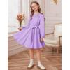imageGRACE KARIN Girls Fall Dress Long Sleeve Midi with Lace Panels Twirl Skirt Elastic Waist for Holiday Party 614YPurple