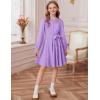 imageGRACE KARIN Girls Fall Dress Long Sleeve Midi with Lace Panels Twirl Skirt Elastic Waist for Holiday Party 614YPurple