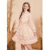 imageGRACE KARIN Girls Fall Long Sleeve Dress Formal Party Holiday Smocked Waist Midi Dresses 512YearsOrange Floral