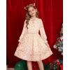 imageGRACE KARIN Girls Fall Long Sleeve Dress Formal Party Holiday Smocked Waist Midi Dresses 512YearsOrange Floral