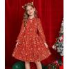 imageGRACE KARIN Girls Fall Long Sleeve Dress Formal Party Holiday Smocked Waist Midi Dresses 512YearsRed Floral