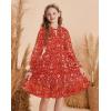 imageGRACE KARIN Girls Fall Long Sleeve Dress Formal Party Holiday Smocked Waist Midi Dresses 512YearsRed Floral