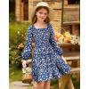 imageGRACE KARIN Girls Fall Long Sleeve Floral Square Neck Smock Tiered Casual Holiday Teen Dress Size 514Blue Orange Floral