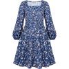 imageGRACE KARIN Girls Fall Long Sleeve Floral Square Neck Smock Tiered Casual Holiday Teen Dress Size 514Blue Orange Floral