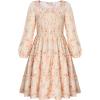 imageGRACE KARIN Girls Fall Long Sleeve Floral Square Neck Smock Tiered Casual Holiday Teen Dress Size 514Cream Orange Floral