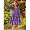 imageGRACE KARIN Girls Fall Long Sleeve Floral Square Neck Smock Tiered Casual Holiday Teen Dress Size 514Purple Floral