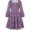 imageGRACE KARIN Girls Fall Long Sleeve Floral Square Neck Smock Tiered Casual Holiday Teen Dress Size 514Purple Floral