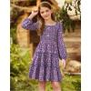 imageGRACE KARIN Girls Fall Long Sleeve Floral Square Neck Smock Tiered Casual Holiday Teen Dress Size 514Purple Floral