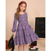 imageGRACE KARIN Girls Fall Long Sleeve Floral Square Neck Smock Tiered Casual Holiday Teen Dress Size 514Purple Floral