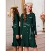 imageGRACE KARIN Girls Fall Sweater Dress Tween Long Sleeve Fashion Button Front Fancy Ruffle Winter Casual Dresses Size 614Green