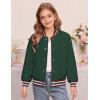imageGRACE KARIN Girls Fleece Jacket Button Down Varsity Coat Fall Winter Baseball Outwear Clothes with Pocket for 714YDark Green