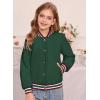 imageGRACE KARIN Girls Fleece Jacket Button Down Varsity Coat Fall Winter Baseball Outwear Clothes with Pocket for 714YDark Green
