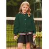 imageGRACE KARIN Girls Fleece Jacket Button Down Varsity Coat Fall Winter Baseball Outwear Clothes with Pocket for 714YDark Green