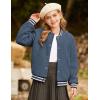 imageGRACE KARIN Girls Fleece Jacket Button Down Varsity Coat Fall Winter Baseball Outwear Clothes with Pocket for 714YGray Blue