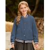 imageGRACE KARIN Girls Fleece Jacket Button Down Varsity Coat Fall Winter Baseball Outwear Clothes with Pocket for 714YGray Blue